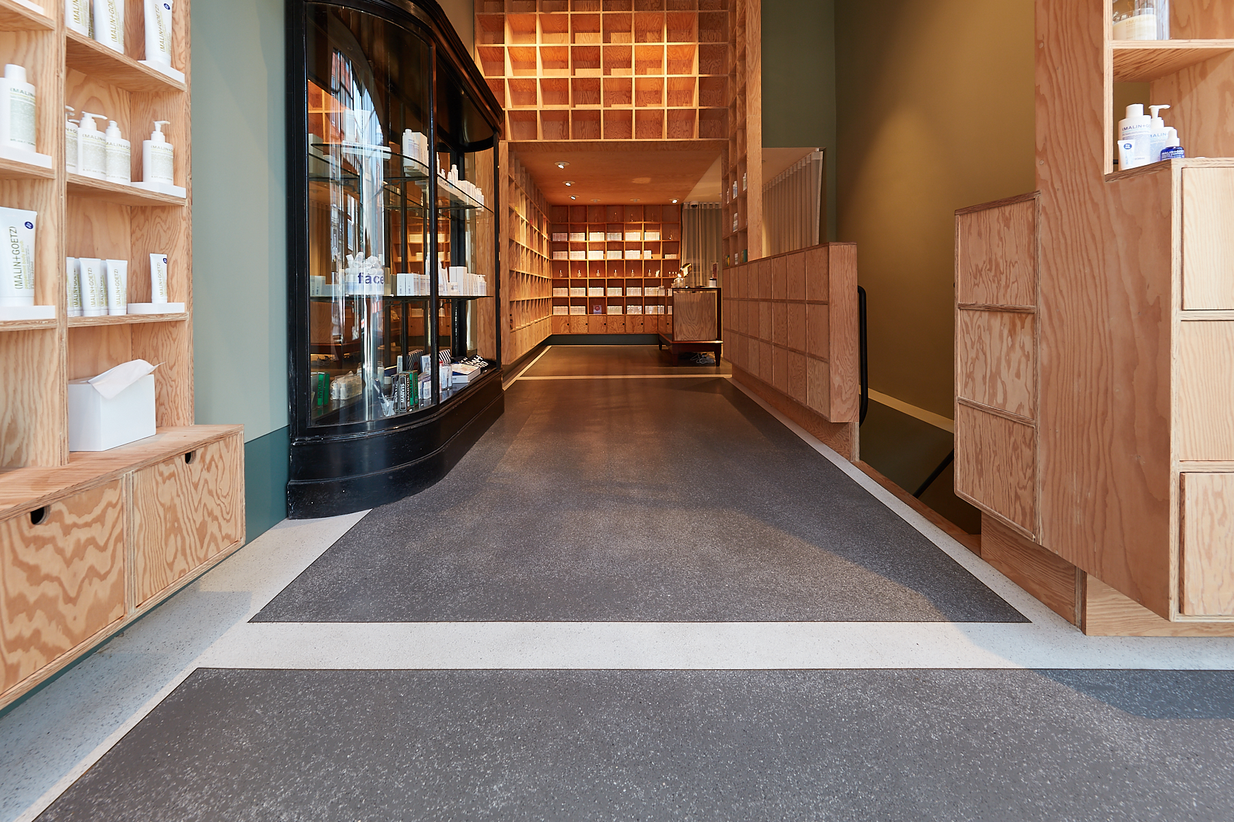 Terrazzo flooring in retail store