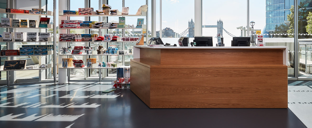 Brown resin retail flooring in a gift shop