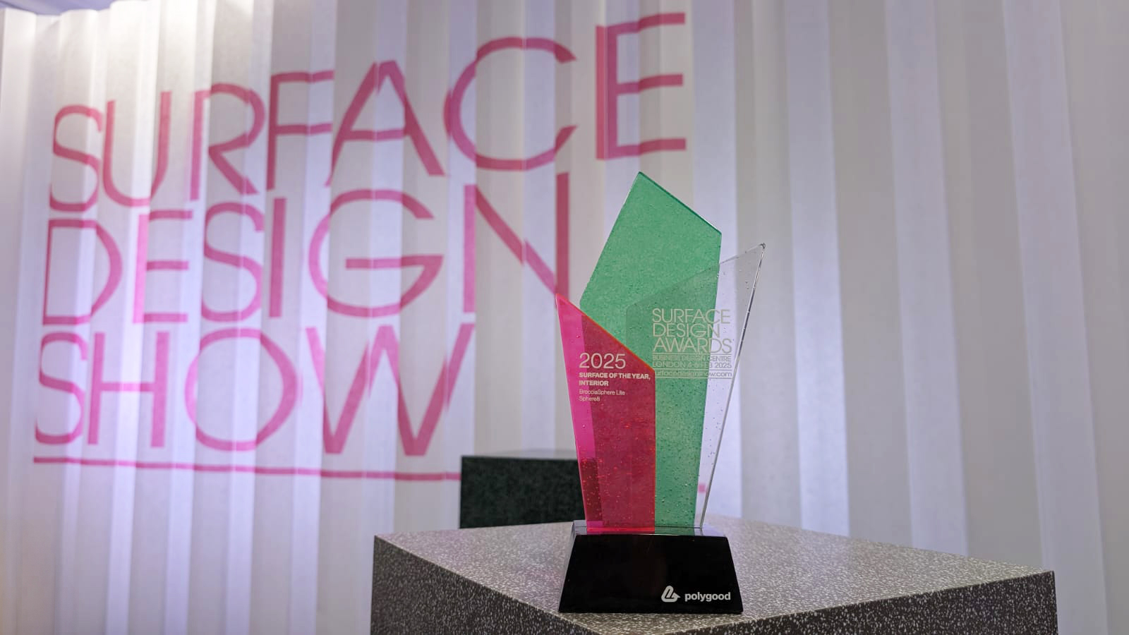 Surface Design Awards with Pink and Green Award with Black Base