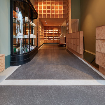 Terrazzo flooring in retail store