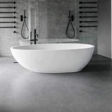 Grey resin bathroom floor and wall finish