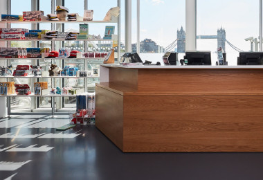 Brown resin retail flooring in a gift shop