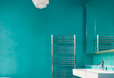 Turquoise micro cement walls alternative