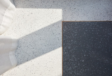 Terrazzo flooring in white and black