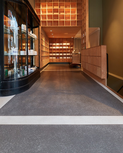 Terrazzo flooring in retail store