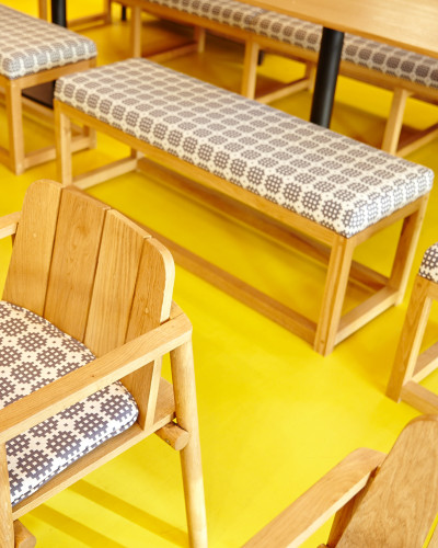 Yellow anti-slip resin flooring in a bakery